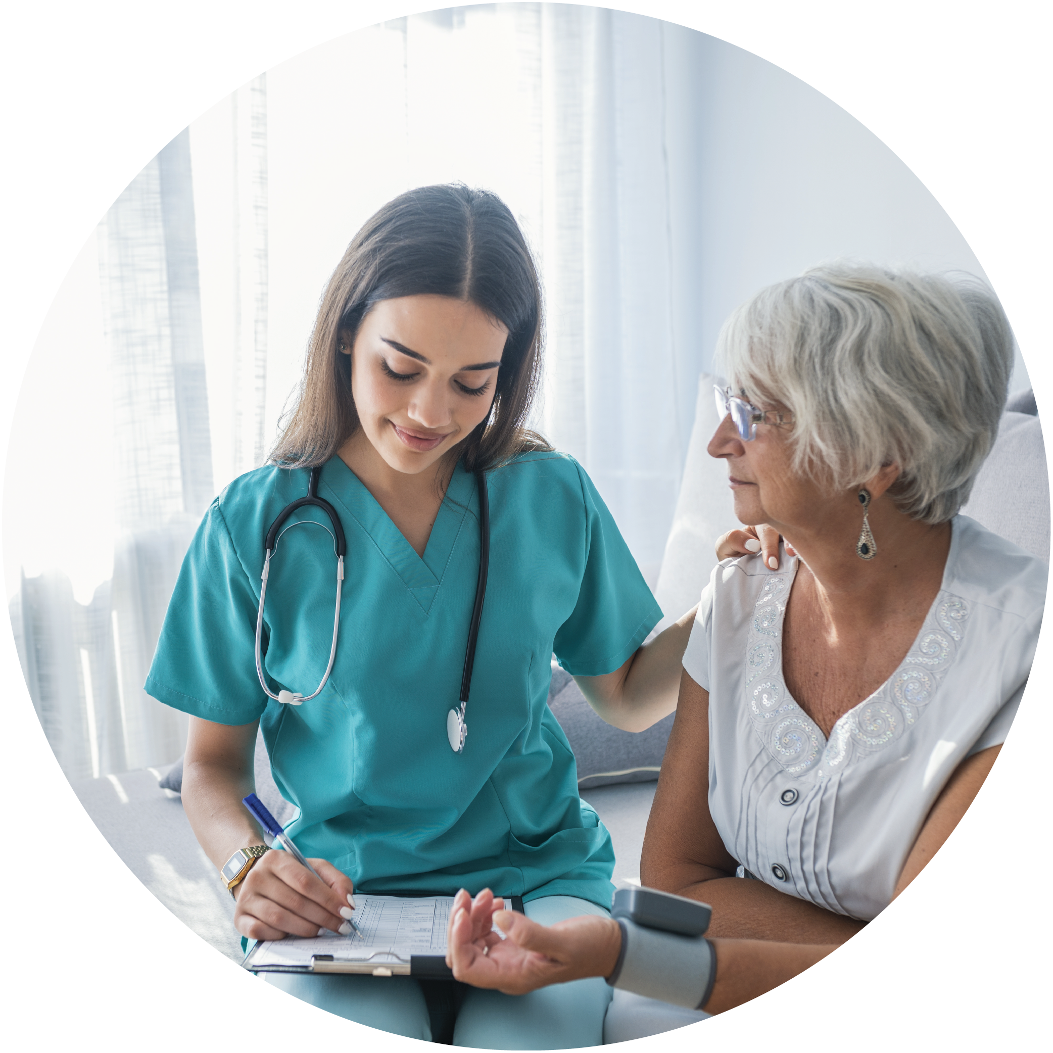 Registered Nurse assisting patient